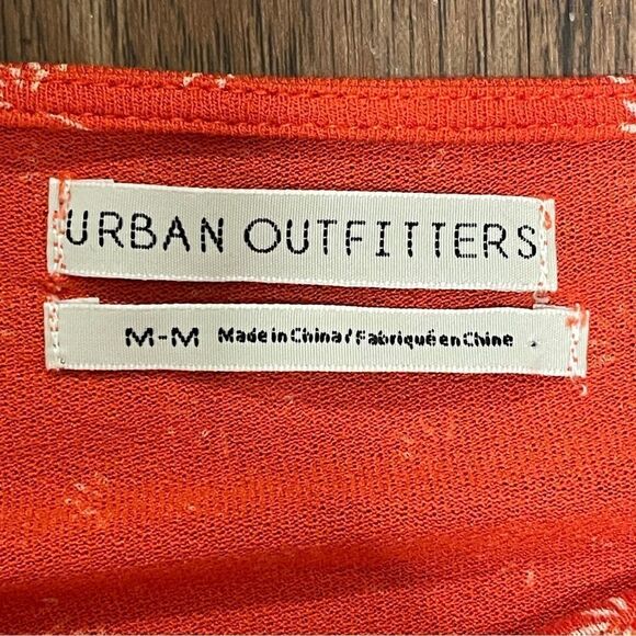 Urban Outfitters Off Shoulder Long Sleeve Crop Top Orange White Floral Medium - Picture 9 of 13